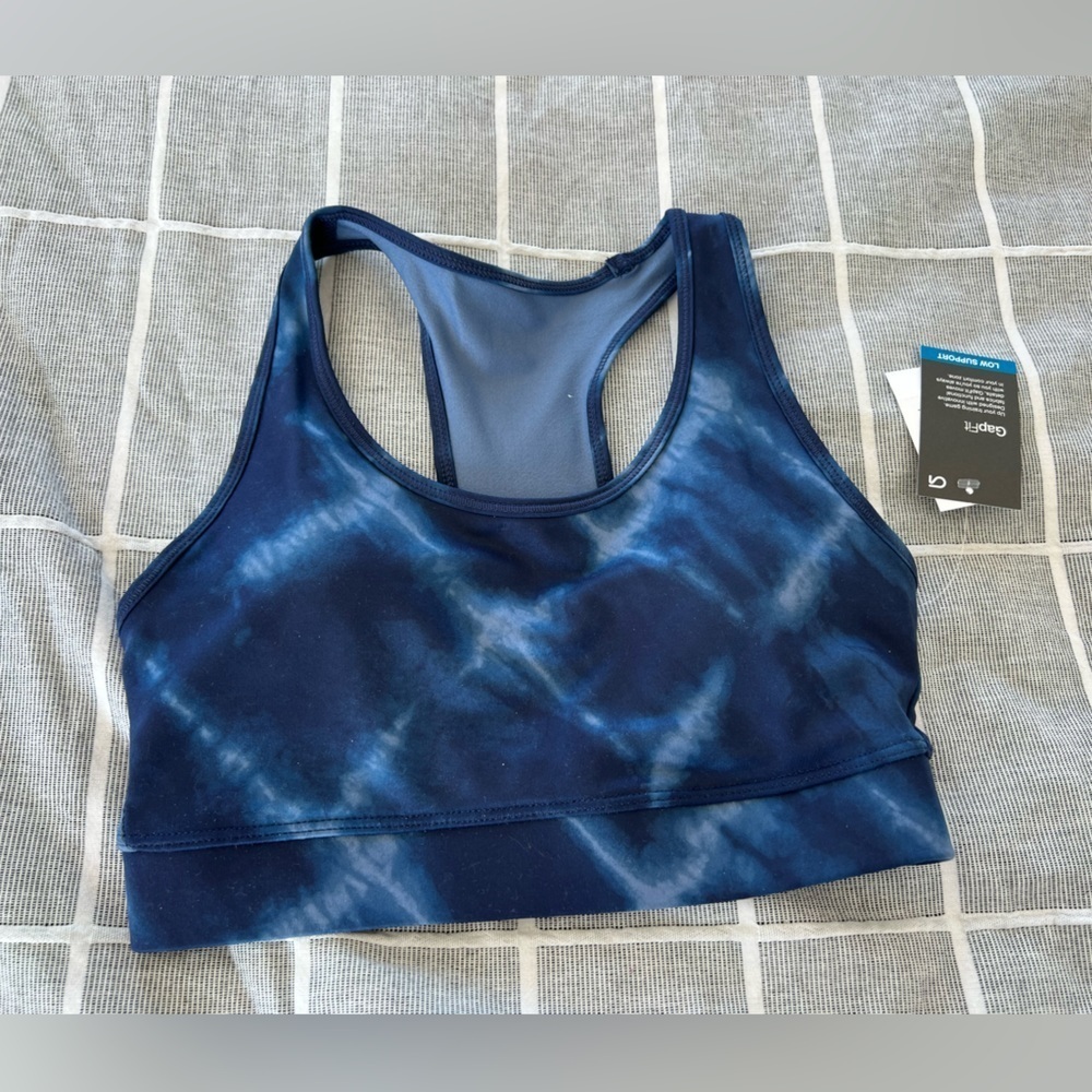 GAP Fit T back sports bra Blue Tie Dye Size XS NWT